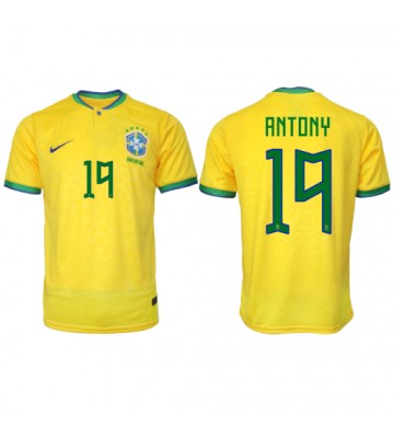 Brazil Antony #19 Replica Home Stadium Shirt World Cup 2022 Short Sleeve